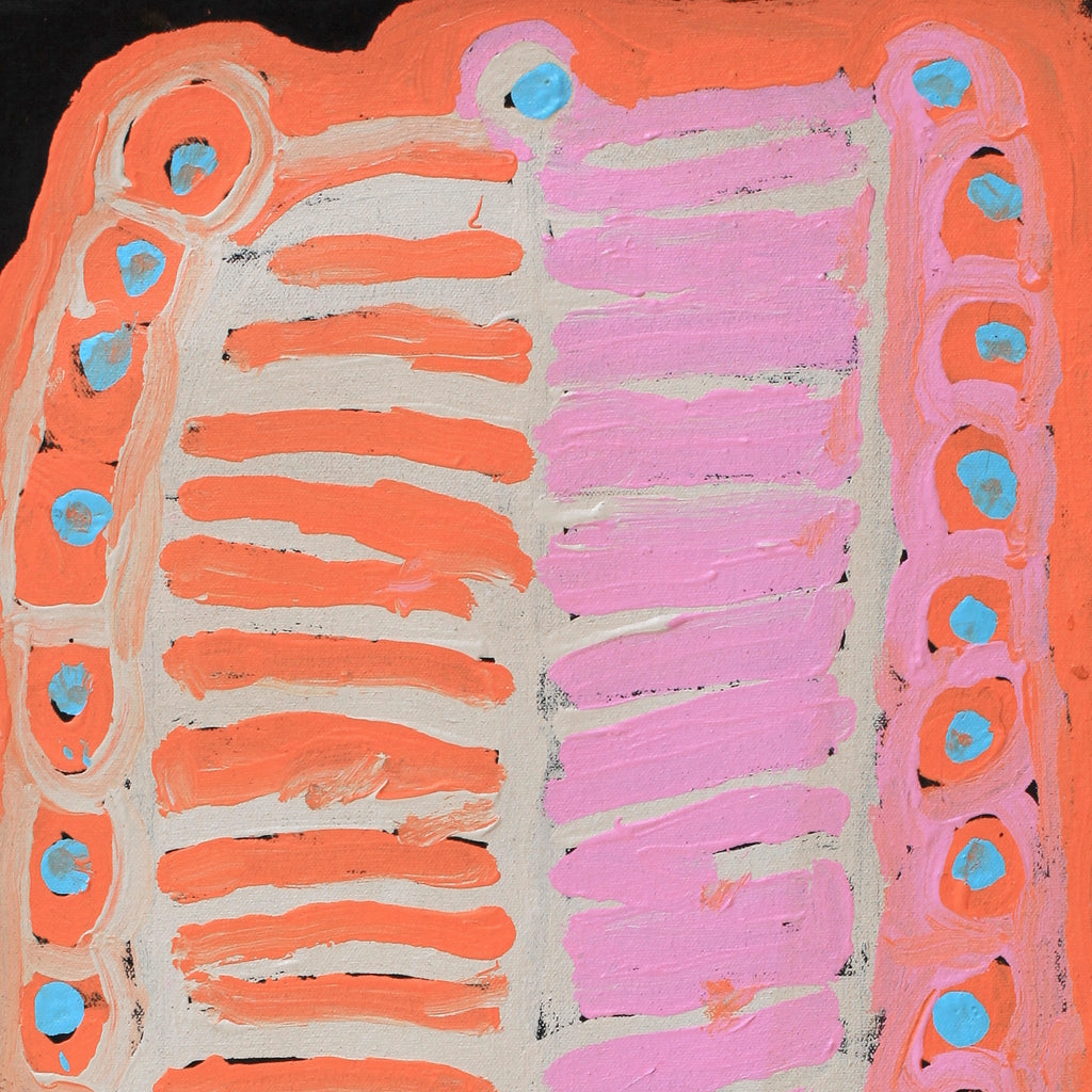 Aboriginal Artwork by Murdie Nampijinpa Morris, Malikijarra Jukurrpa, 61x30cm