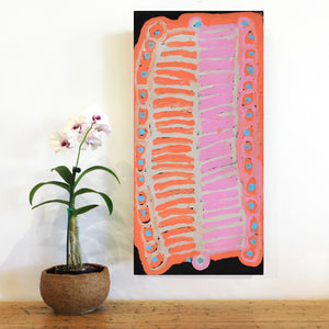 Aboriginal Artwork by Murdie Nampijinpa Morris, Malikijarra Jukurrpa, 61x30cm - ART ARK®