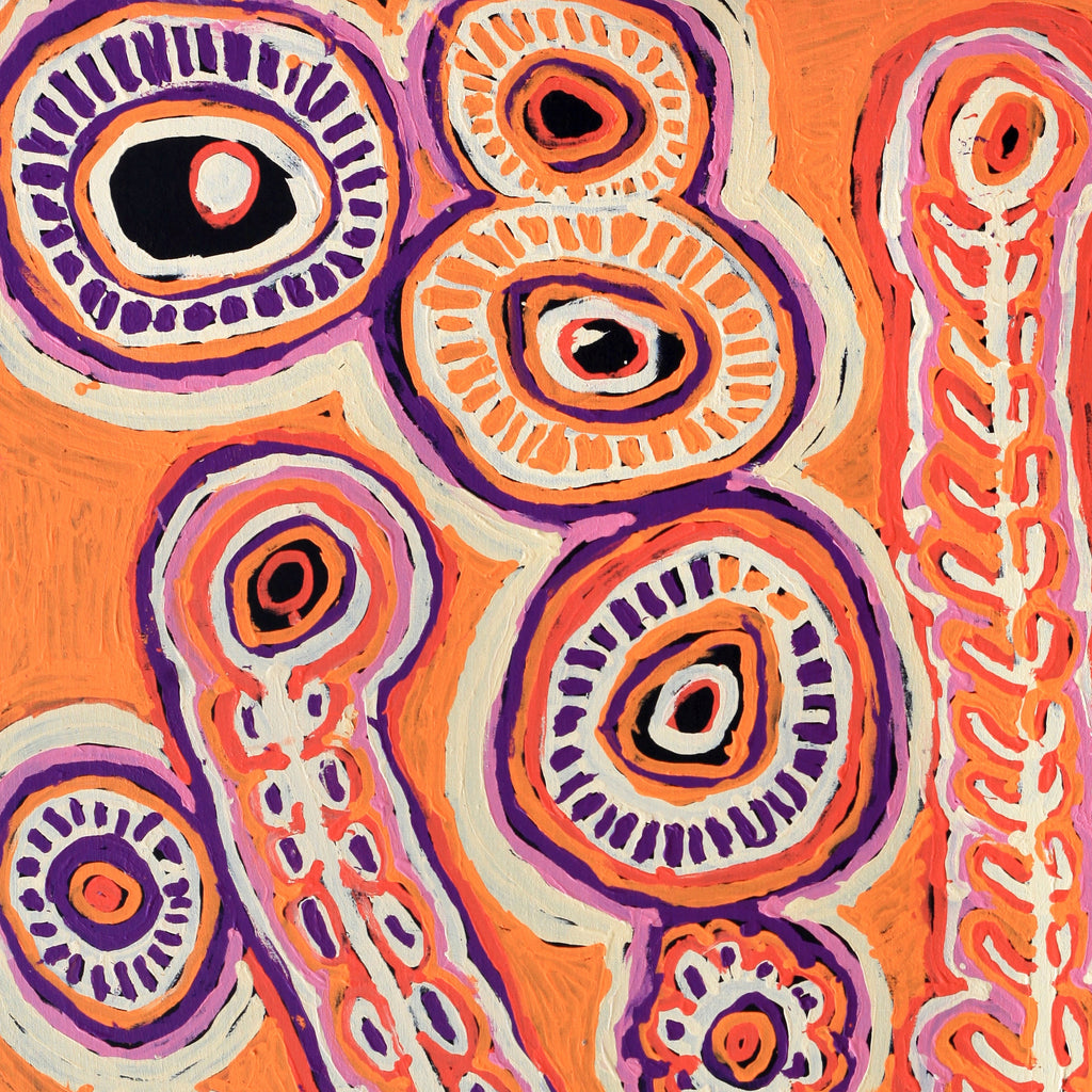 Aboriginal Artwork by Murdie Nampijinpa Morris, Malikijarra Jukurrpa, 122x107cm - ART ARK®