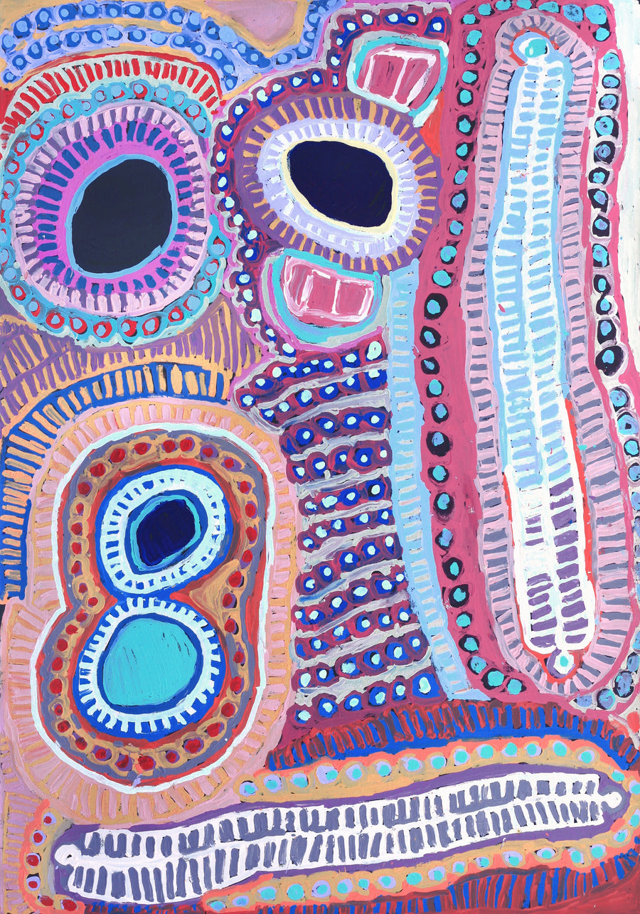 Aboriginal Artwork by Murdie Nampijinpa Morris, Malikijarra Jukurrpa, 152x107cm