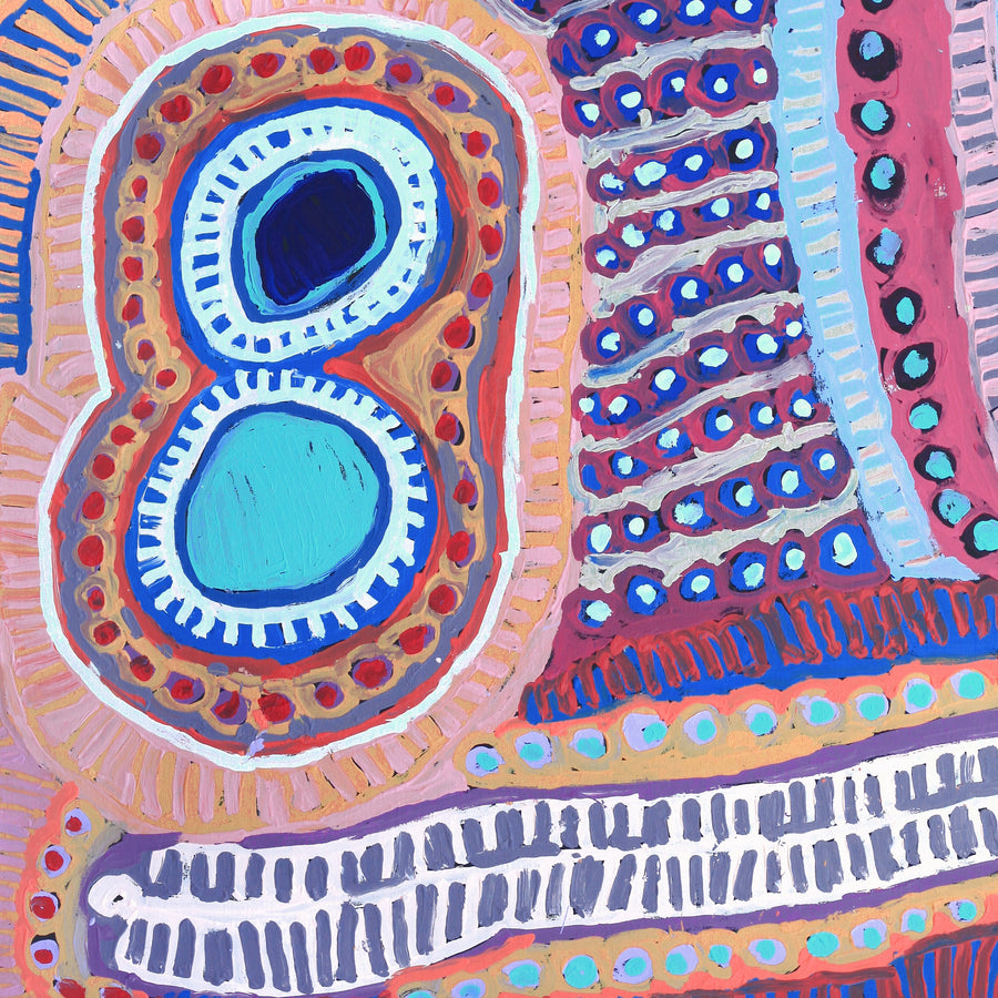 Aboriginal Artwork by Murdie Nampijinpa Morris, Malikijarra Jukurrpa, 152x107cm