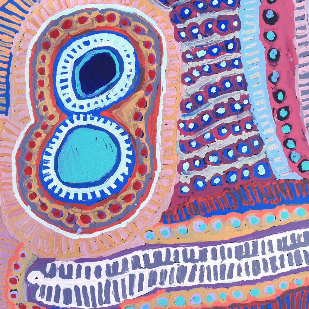 Aboriginal Art by Murdie Nampijinpa Morris, Malikijarra Jukurrpa, 152x107cm - ART ARK®