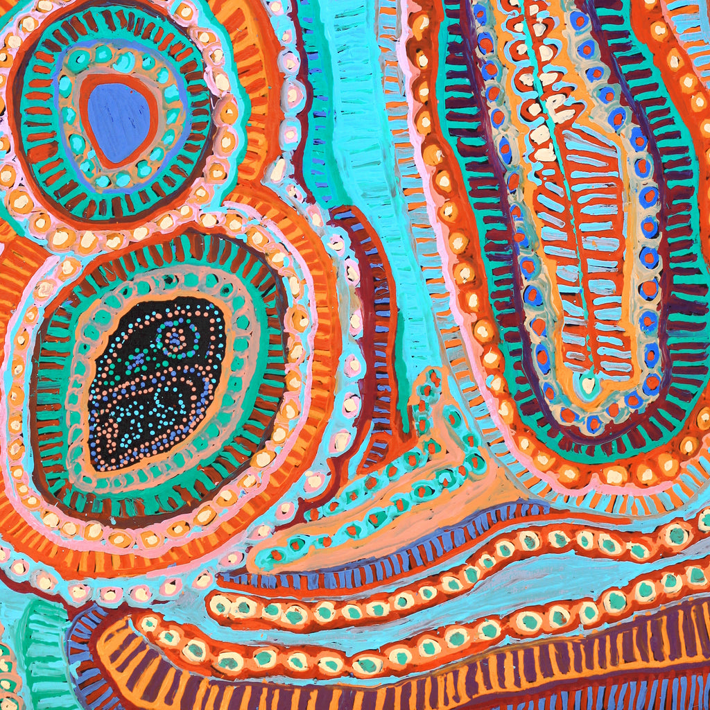 Aboriginal Artwork by Murdie Nampijinpa Morris, Malikijarra Jukurrpa, 182x122cm