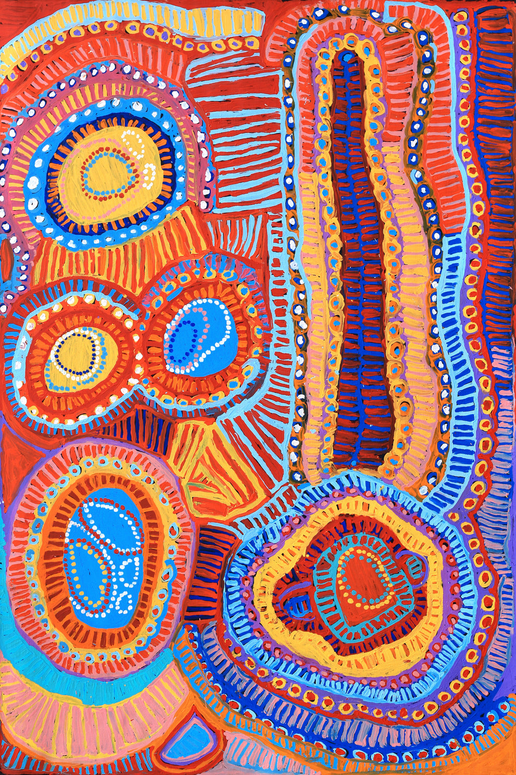 Aboriginal Artwork by Murdie Nampijinpa Morris, Malikijarra Jukurrpa, 182x122cm