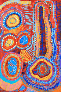 Aboriginal Artwork by Murdie Nampijinpa Morris, Malikijarra Jukurrpa, 182x122cm