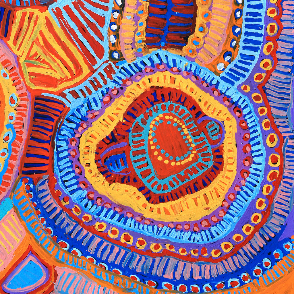 Aboriginal Artwork by Murdie Nampijinpa Morris, Malikijarra Jukurrpa, 182x122cm