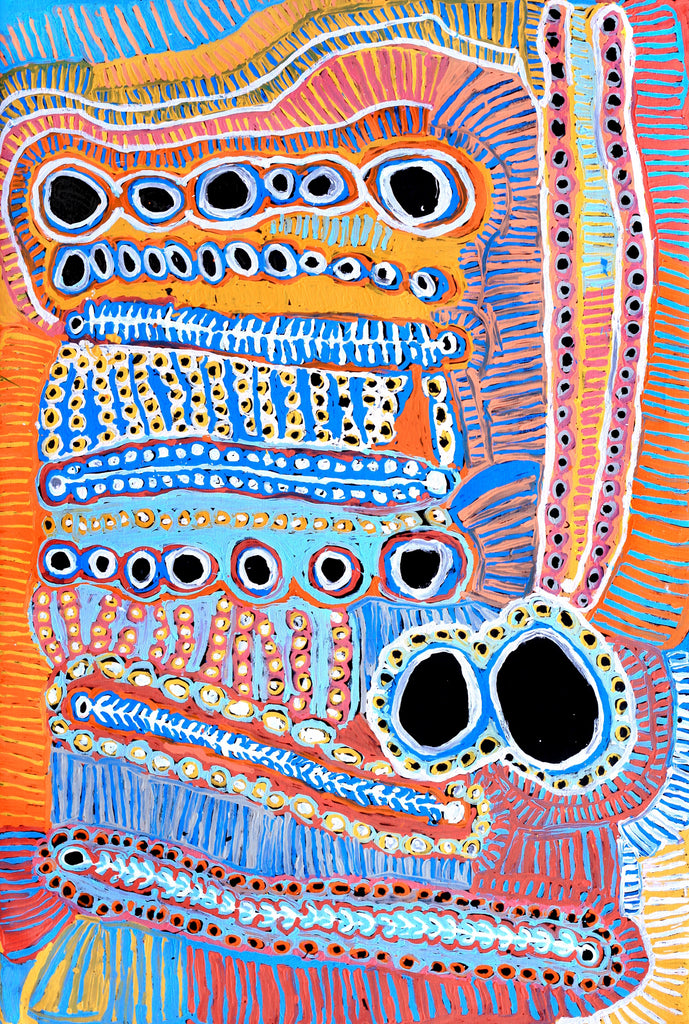 Aboriginal Artwork by Murdie Nampijinpa Morris, Malikijarra Jukurrpa, 182x122cm