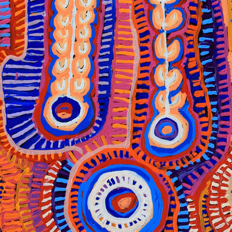 Aboriginal Artwork by Murdie Nampijinpa Morris, Malikijarra Jukurrpa, 182x122cm