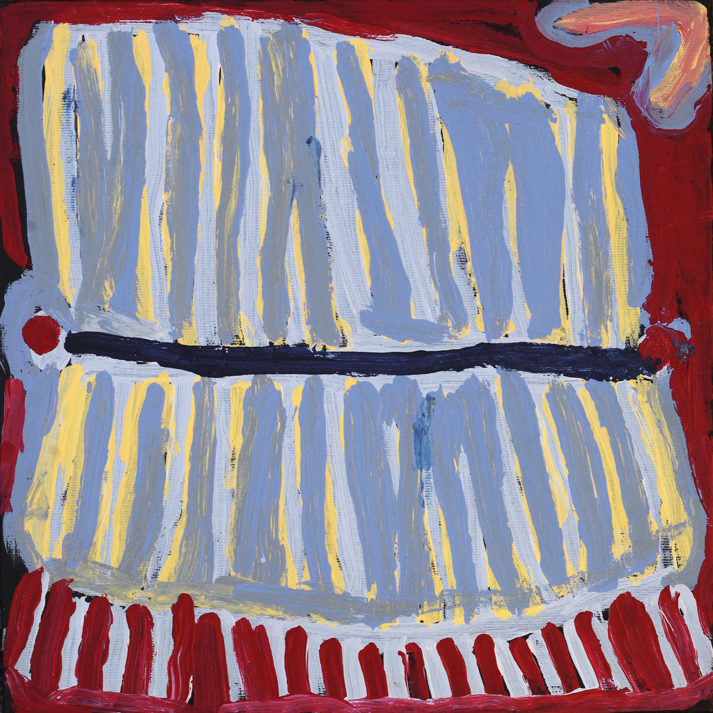 Aboriginal Artwork by Murdie Nampijinpa Morris, Malikijarra Jukurrpa, 30x30cm