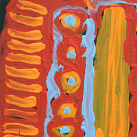 Aboriginal Artwork by Murdie Nampijinpa Morris, Malikijarra Jukurrpa, 30x30cm