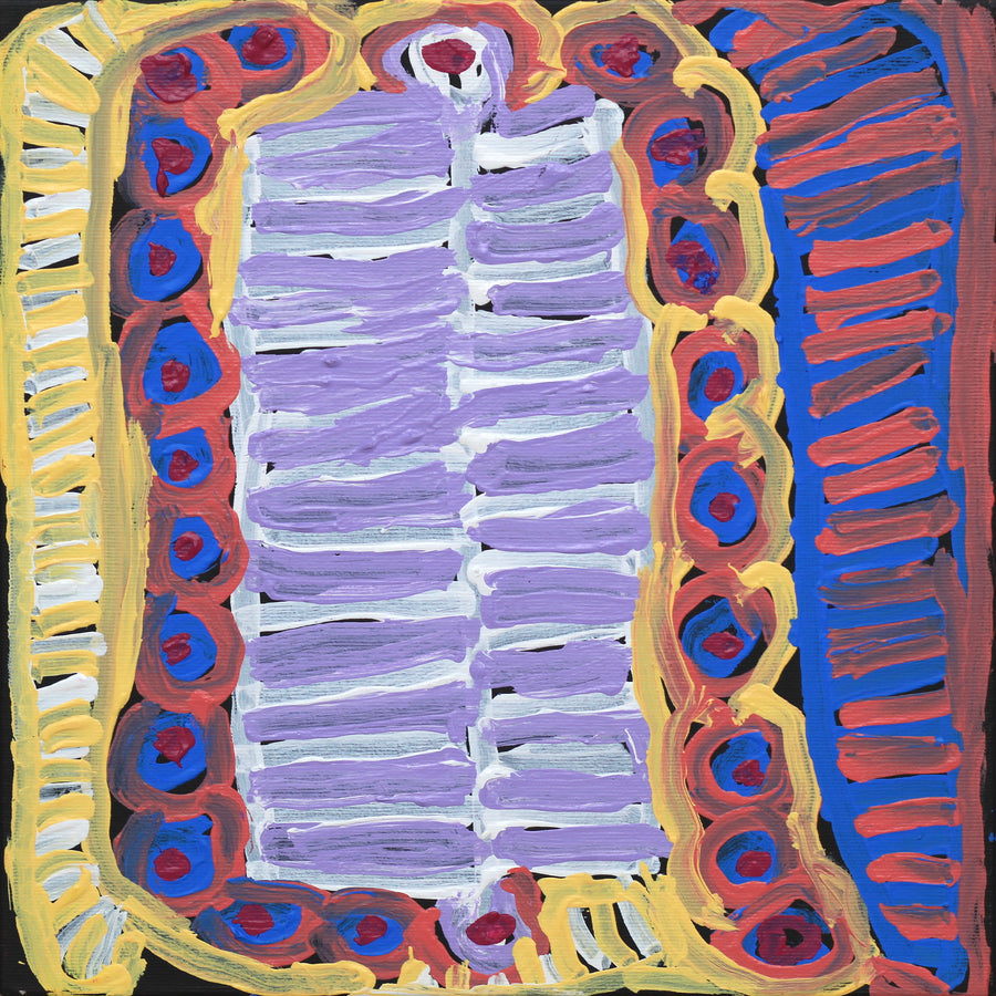 Aboriginal Artwork by Murdie Nampijinpa Morris, Malikijarra Jukurrpa, 30x30cm