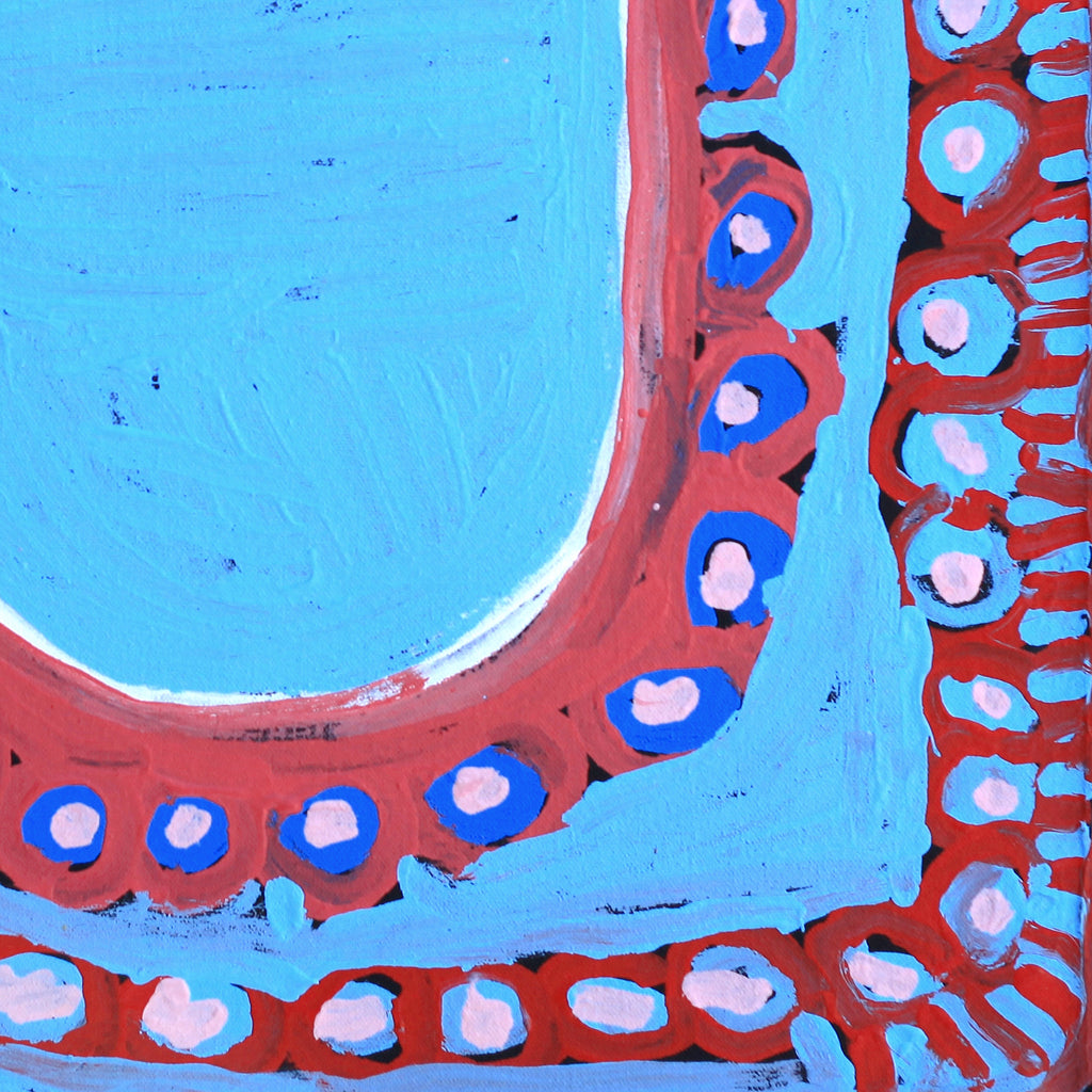 Aboriginal Artwork by Murdie Nampijinpa Morris, Malikijarra Jukurrpa, 46x46cm