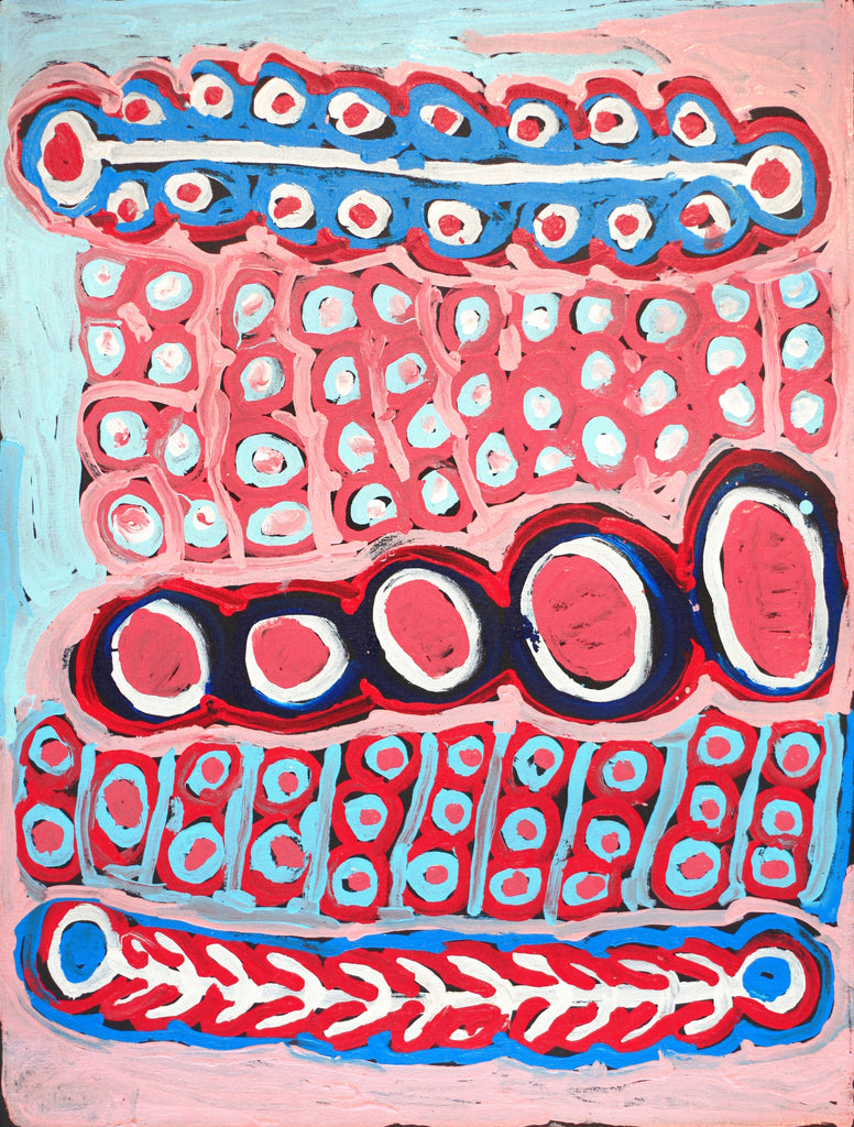 Aboriginal Artwork by Murdie Nampijinpa Morris, Malikijarra Jukurrpa, 61x46cm