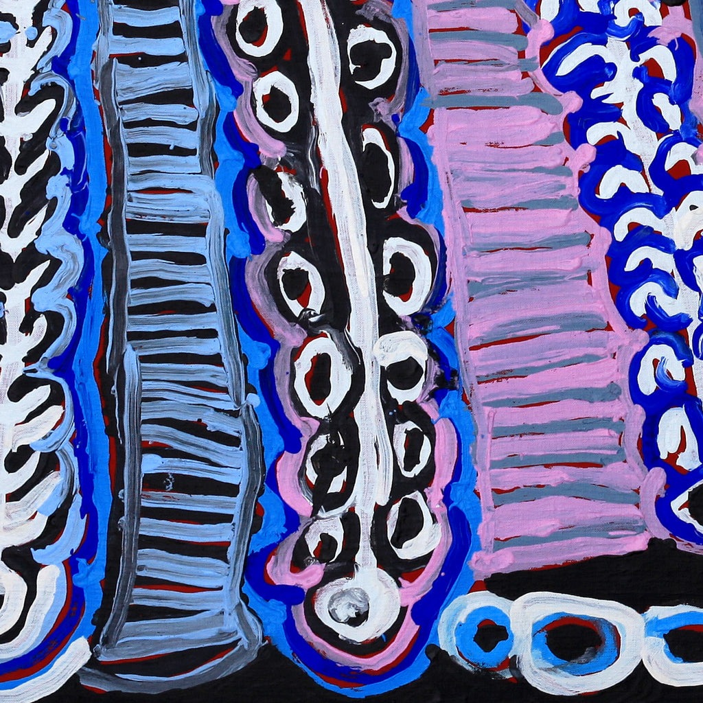 Aboriginal Artwork by Murdie Nampijinpa Morris, Malikijarra Jukurrpa, 91x91cm