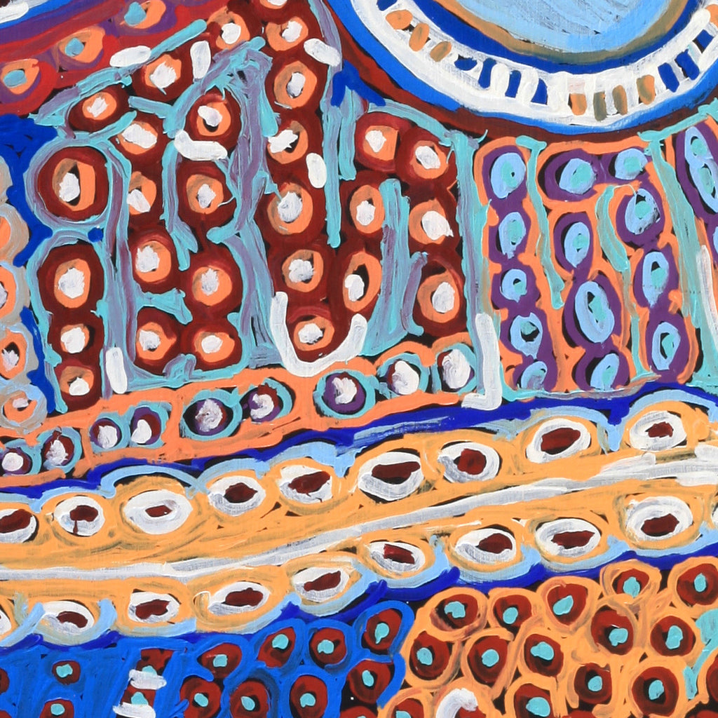 Aboriginal Artwork by Murdie Nampijinpa Morris, Malikijarra Jukurrpa, 182x91cm