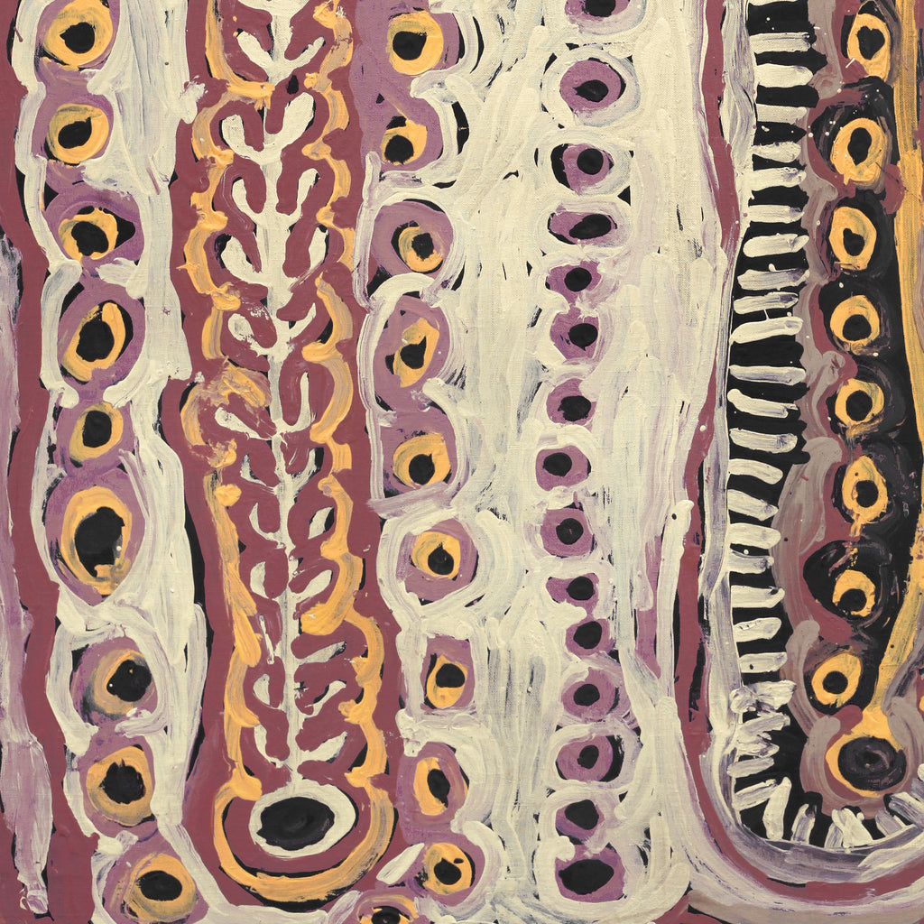 Aboriginal Artwork by Murdie Nampijinpa Morris, Malikijarra Jukurrpa, 91x61cm