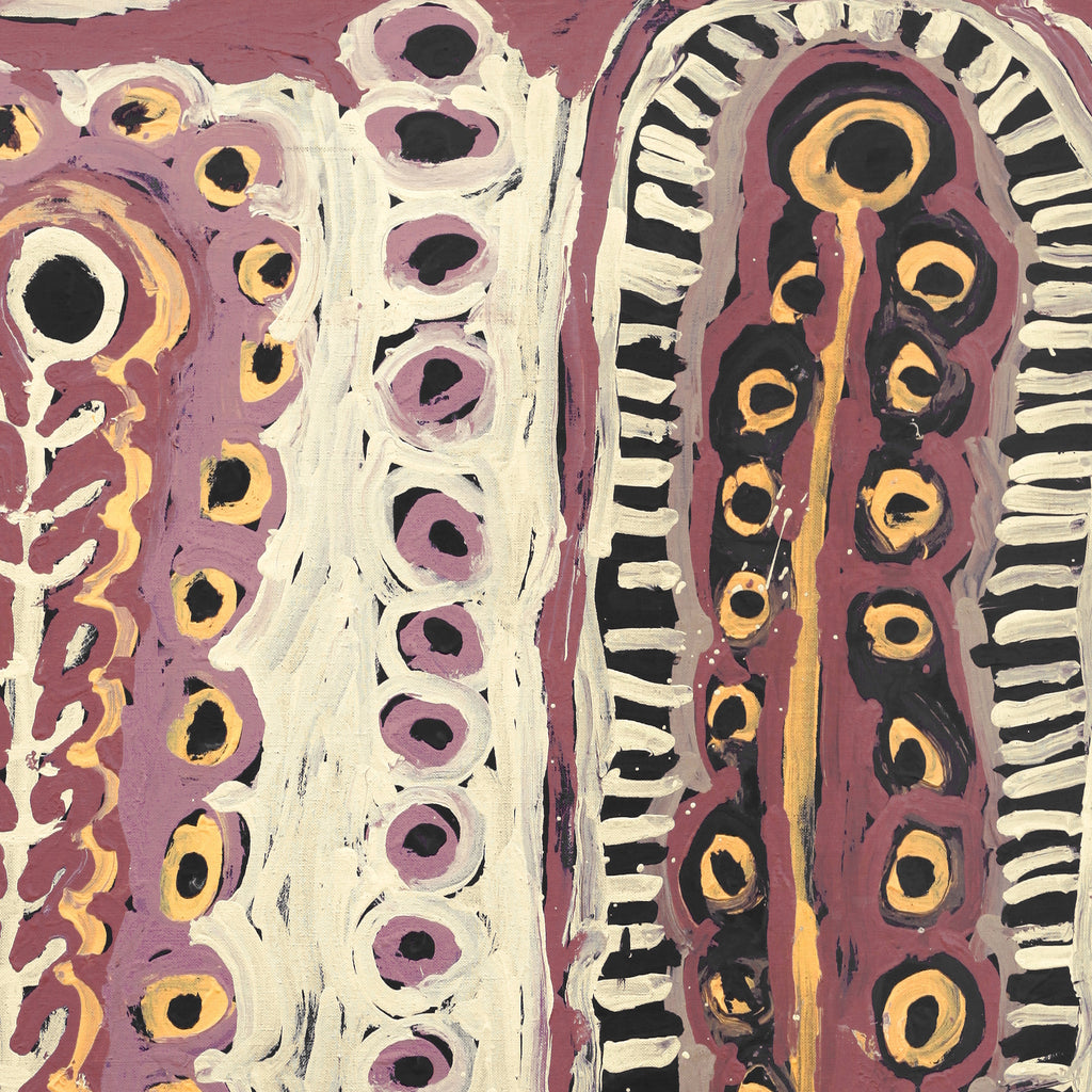 Aboriginal Artwork by Murdie Nampijinpa Morris, Malikijarra Jukurrpa, 91x61cm