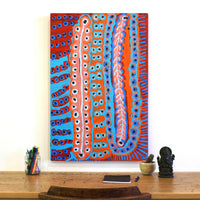 Aboriginal Artwork by Murdie Nampijinpa Morris, Malikijarra Jukurrpa, 91x61cm