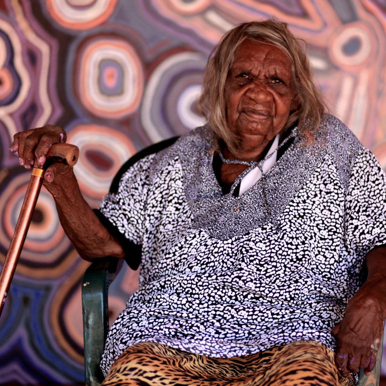 Aboriginal Artwork by Nancy Napanangka Gibson, Mina Mina Jukurrpa, 91x61cm
