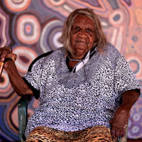 Aboriginal Artwork by Nancy Napanangka Gibson, Mina Mina Jukurrpa, 91x91cm