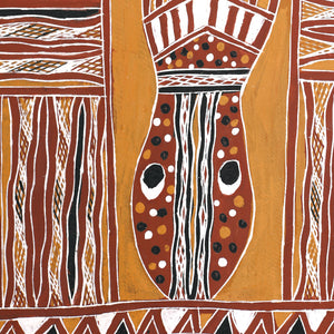 Aboriginal Art by Ŋoŋu Ganambarr, Limin, 95x41cm Bark - ART ARK®