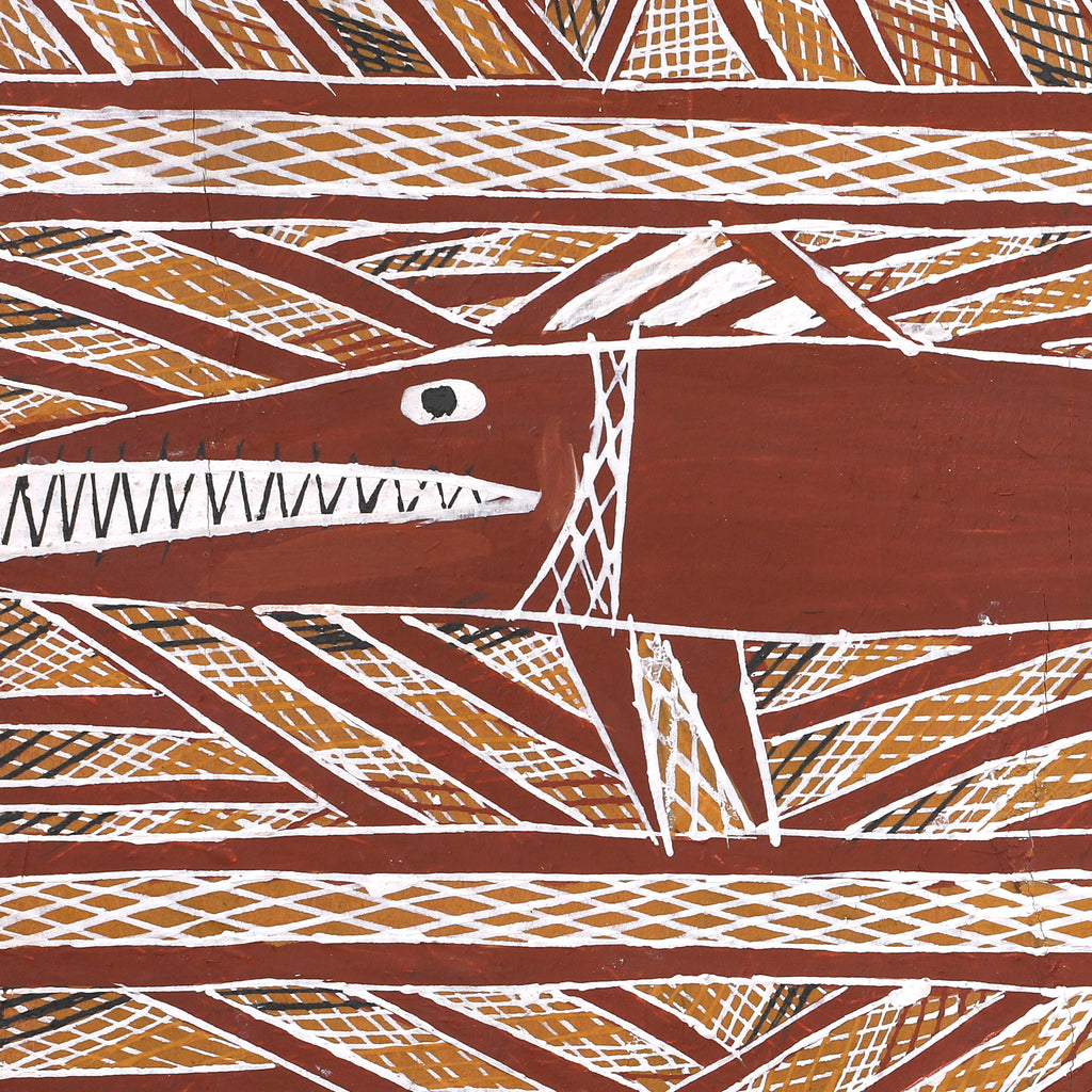 Aboriginal Art by Ŋoŋu Ganambarr, Warrukay, 70x36cm Bark - ART ARK®