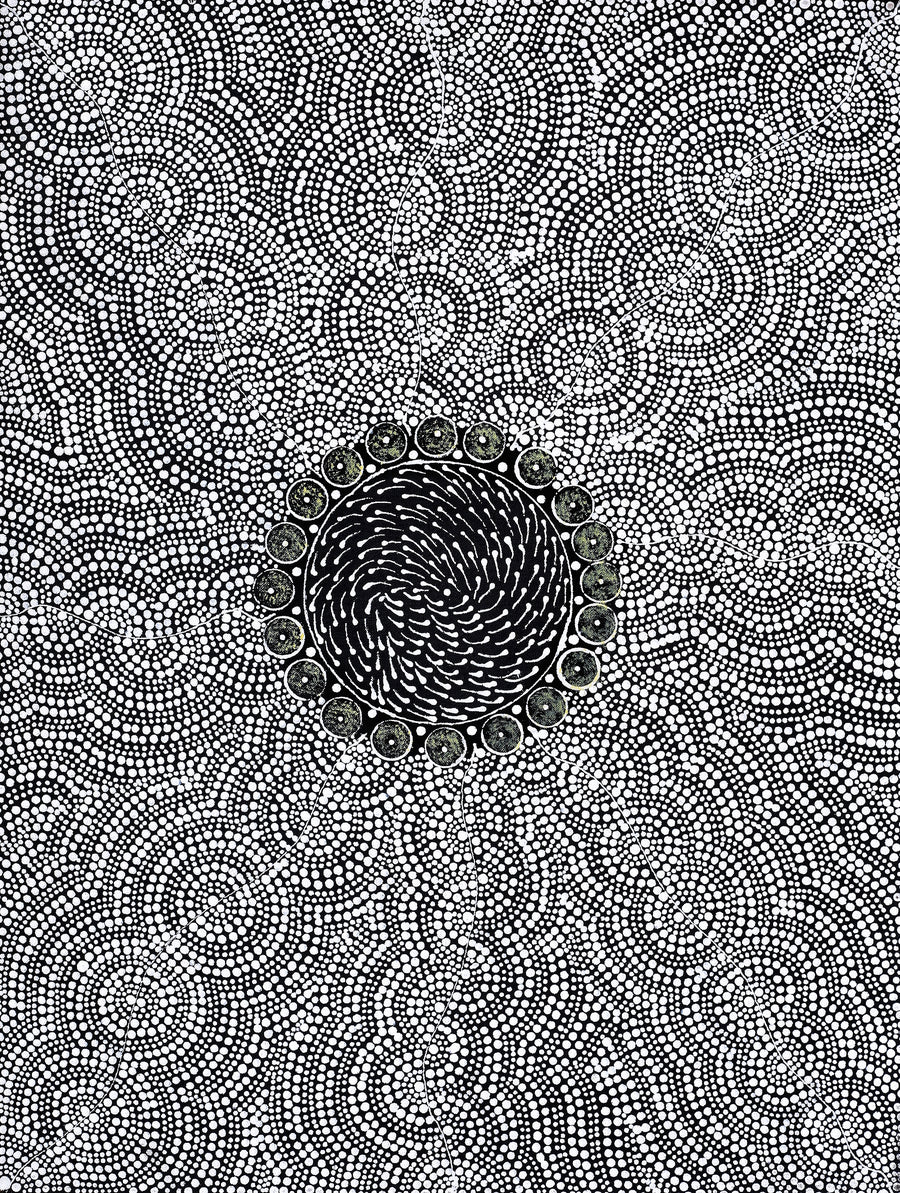 Aboriginal Artwork by Nardia Napurrurla Stafford, Ngurlu Jukurrpa (Native Seed Dreaming), 61x46cm