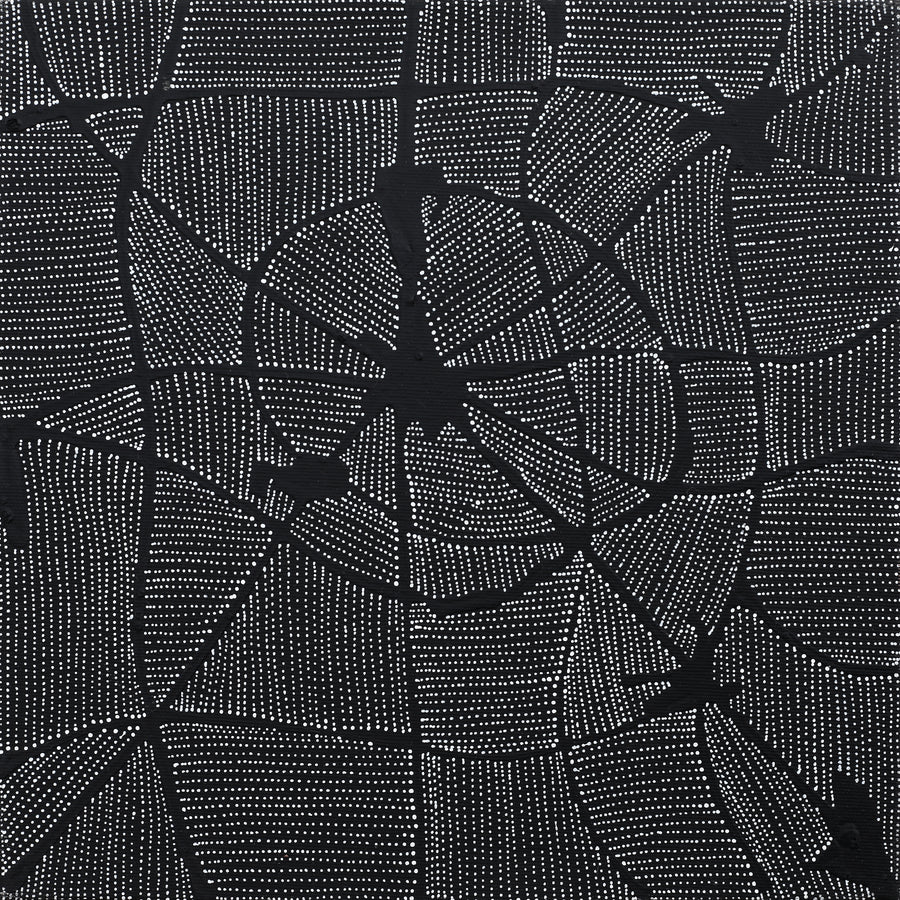 Aboriginal Artwork by Nancy Nungarrayi Collins, Mina Mina Jukurrpa (Mina Mina Dreaming), 30x30cm