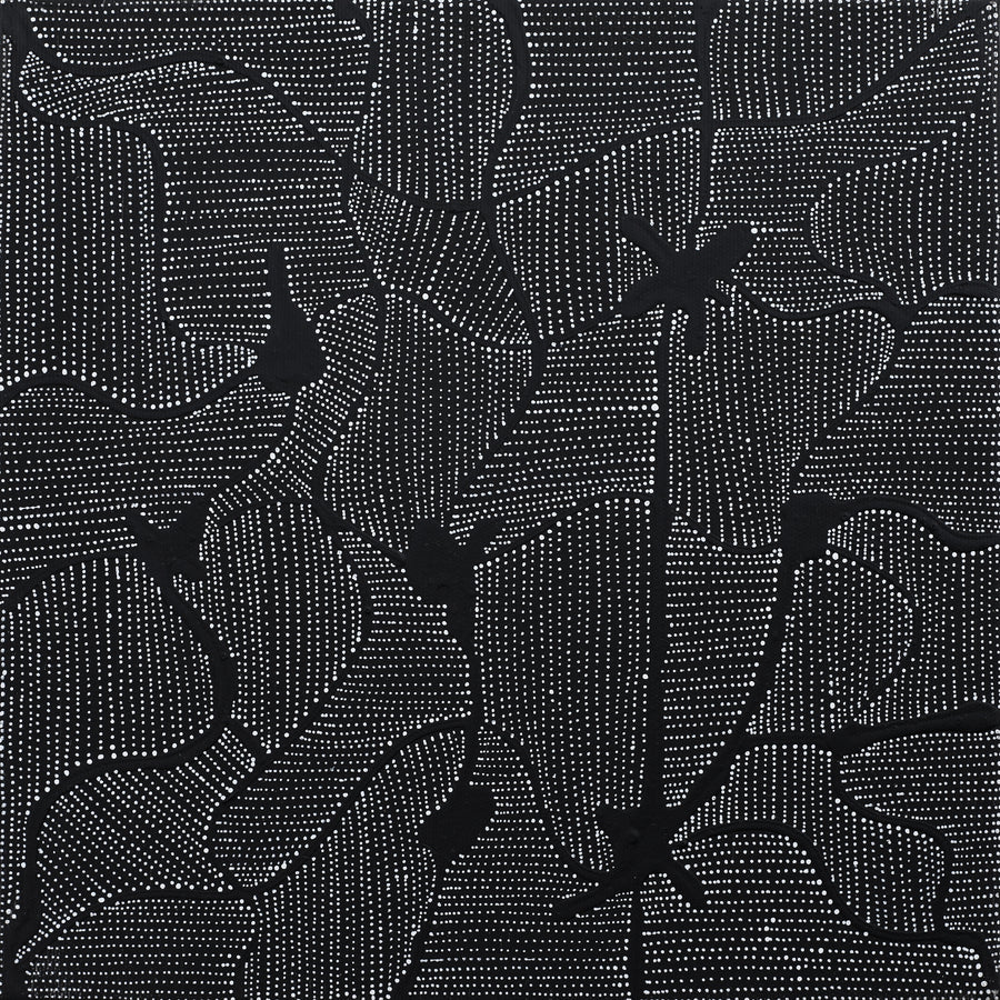 Aboriginal Artwork by Nancy Nungarrayi Collins, Mina Mina Jukurrpa (Mina Mina Dreaming), 30x30cm