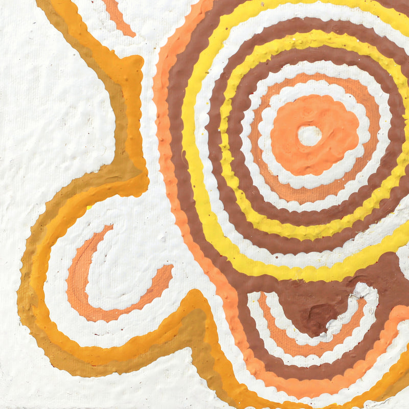 Aboriginal Artwork by Nancy Napanangka Gibson, Mina Mina Jukurrpa - Janyinki, 30x30cm
