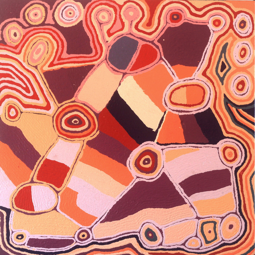 Aboriginal Artwork by Nancy Napanangka Gibson, Mina Mina Jukurrpa, 91x91cm