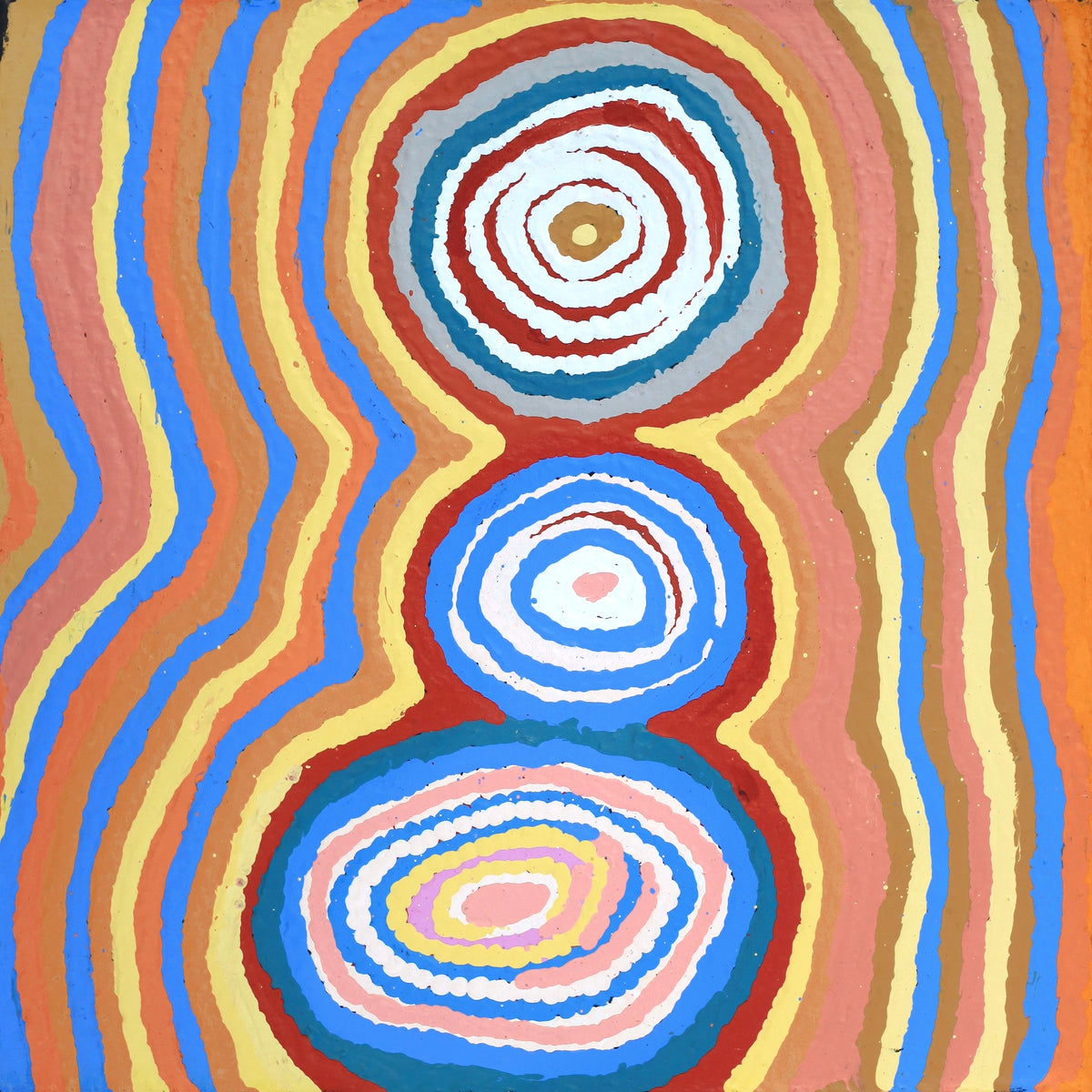 Aboriginal Art by Nancy Napanangka Gibson, Mina Mina Jukurrpa, 46x46cm - ART ARK®