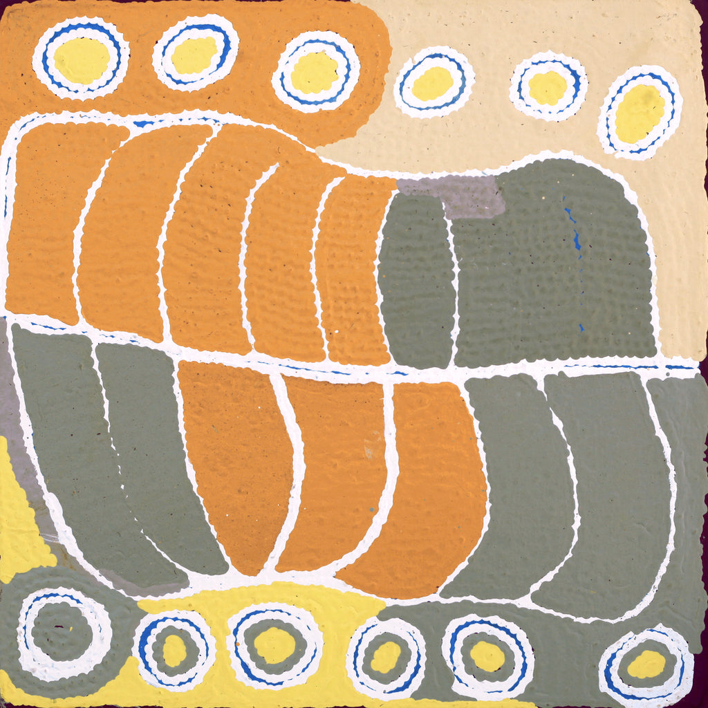 Aboriginal Artwork by Nancy Napanangka Gibson, Mina Mina Jukurrpa, 46x46cm