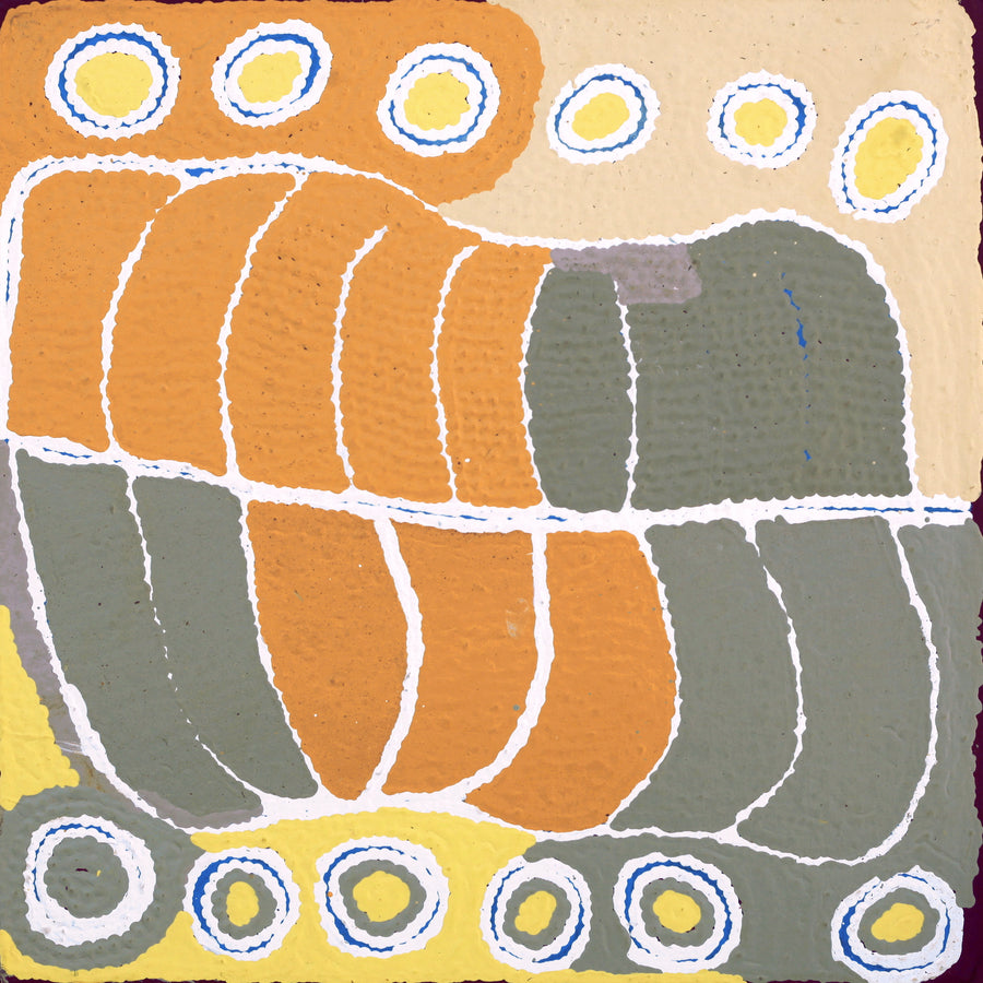 Aboriginal Artwork by Nancy Napanangka Gibson, Mina Mina Jukurrpa, 46x46cm