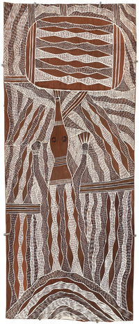 Aboriginal Artwork by Napunda Marawili, Yathikpa, 85x35cm Bark