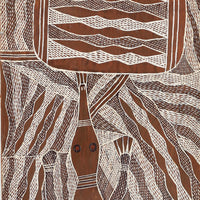 Aboriginal Artwork by Napunda Marawili, Yathikpa, 85x35cm Bark