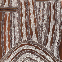 Aboriginal Artwork by Napunda Marawili, Yathikpa, 85x35cm Bark