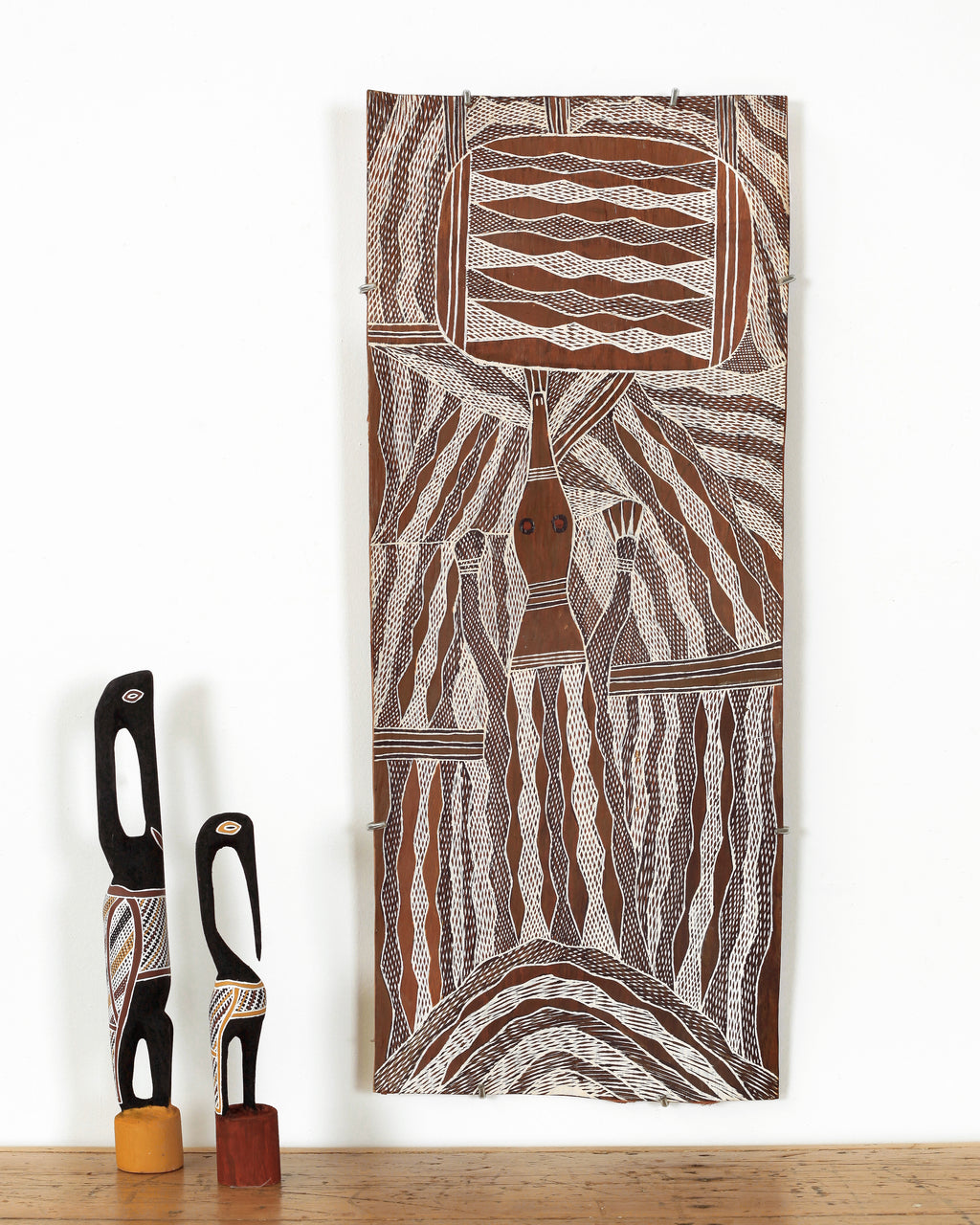 Aboriginal Artwork by Napunda Marawili, Yathikpa, 85x35cm Bark
