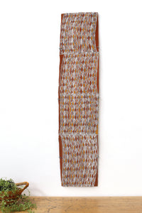 Aboriginal Artwork by Napurrawuy #2 Wunuŋmurra Djapana, Buyku, 129x28cm Bark