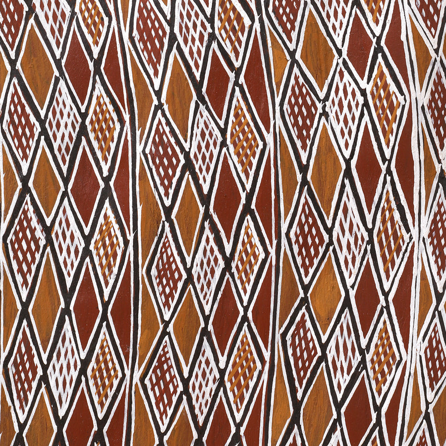 Aboriginal Artwork by Napurrawuy #2 Wunuŋmurra Djapana, Buyku, 129x28cm Bark