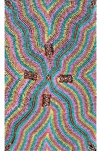 Aboriginal Artwork by Narelle Nangala Brown, Watiya-warnu Jukurrpa (Seed Dreaming), 76x46cm