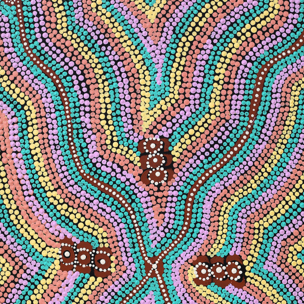 Aboriginal Artwork by Narelle Nangala Brown, Watiya-warnu Jukurrpa (Seed Dreaming), 76x46cm