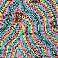 Aboriginal Artwork by Narelle Nangala Brown, Watiya-warnu Jukurrpa (Seed Dreaming), 76x46cm