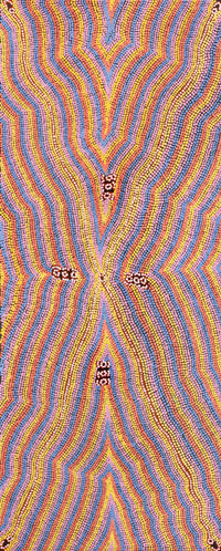 Aboriginal Artwork by Narelle Nangala Brown, Watiya-warnu Jukurrpa (Seed Dreaming), 152x61cm