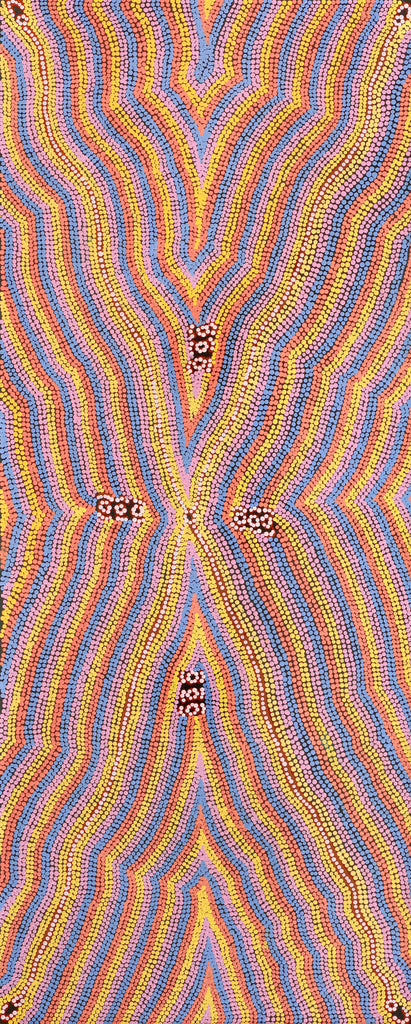 Aboriginal Artwork by Narelle Nangala Brown, Watiya-warnu Jukurrpa (Seed Dreaming), 152x61cm