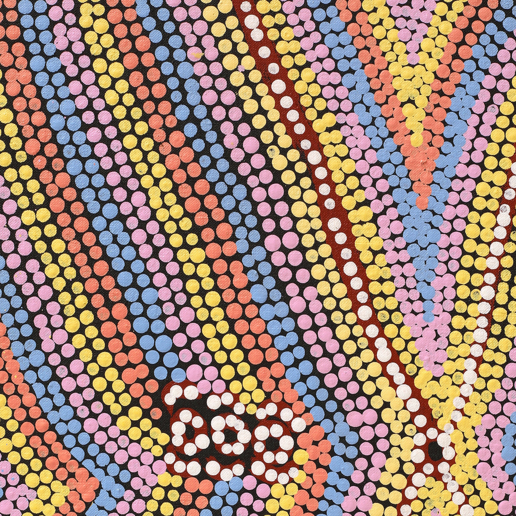 Aboriginal Artwork by Narelle Nangala Brown, Watiya-warnu Jukurrpa (Seed Dreaming), 152x61cm