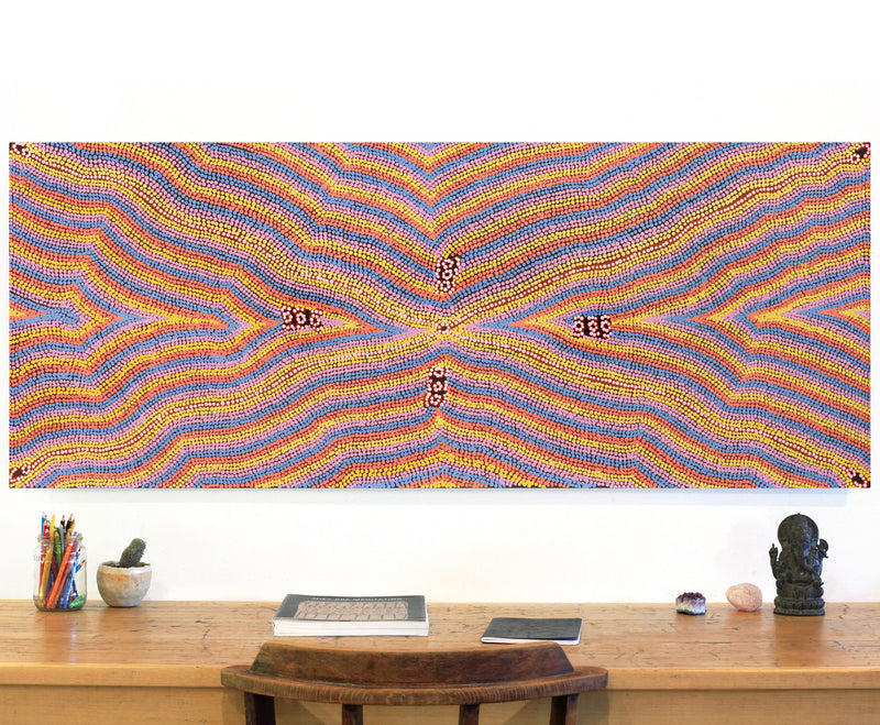 Aboriginal Artwork by Narelle Nangala Brown, Watiya-warnu Jukurrpa (Seed Dreaming), 152x61cm