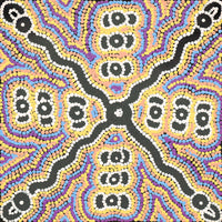 Aboriginal Artwork by Narelle Nangala Brown, Yankirri Jukurrpa (Emu Dreaming) - Ngarlikurlangu, 30x30cm