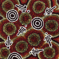 Aboriginal Artwork by Narelle Nakamarra Nelson, Marlu Jukurrpa (Red Kangaroo Dreaming) Yarnardilyi & Jurnti, 30x30cm