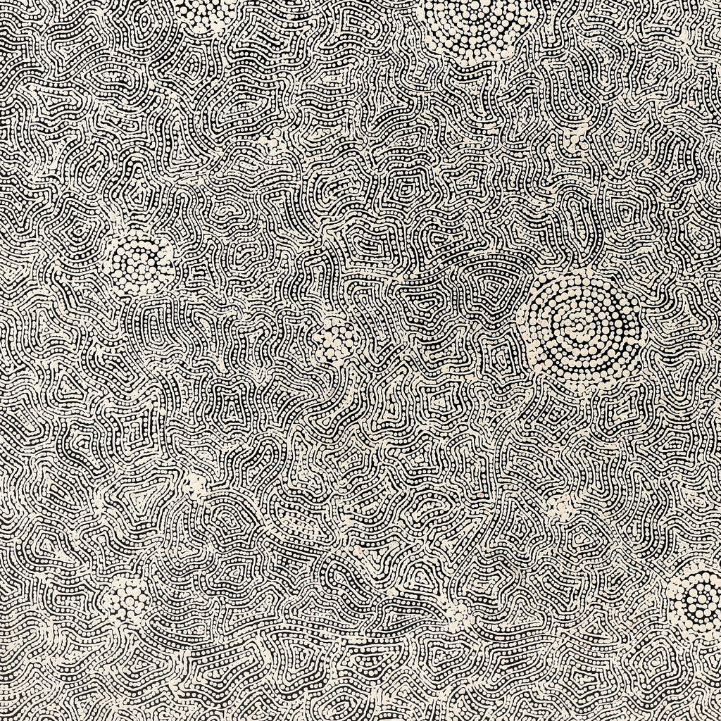 Aboriginal Artwork by Nathania Nangala Granites, Warlukurlangu Jukurrpa (Fire country Dreaming), 61x61cm